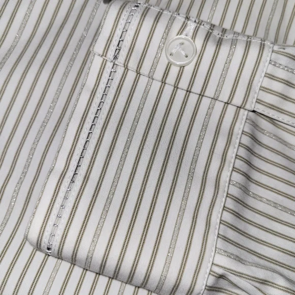 Lafayette 148 New York Glitter Stripe Blouse Women's Size Medium With‎ Flaw - Picture 3 of 10